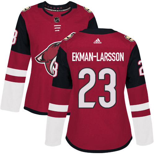 Adidas Arizona Coyotes 23 Oliver Ekman-Larsson Maroon Home Authentic Women Stitched NHL Jersey
